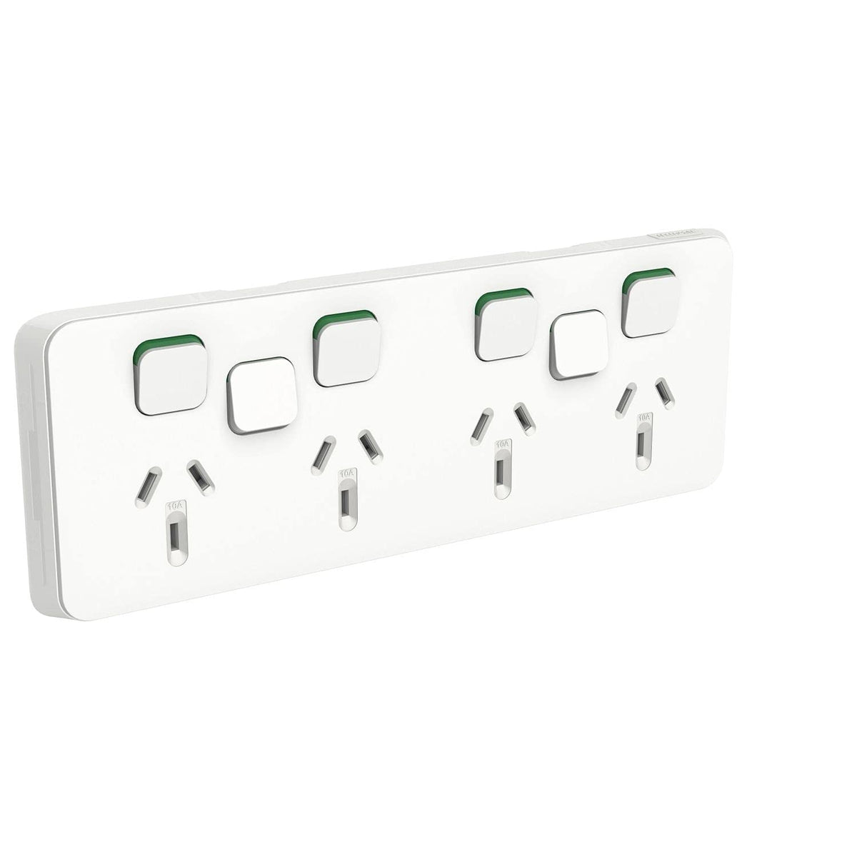Clipsal 3015/4XXUA-VW Iconic Quad Socket with 2 Extra Switch Positions Less Mechanism 10A Vivid White