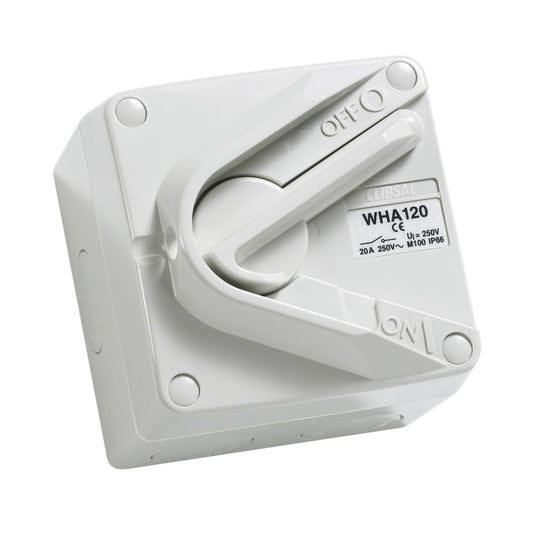 Clipsal WHA120RG Weathershield 1 Gang 1 Pole Hoseproof Surface Switch 20A 250V Resistant Grey