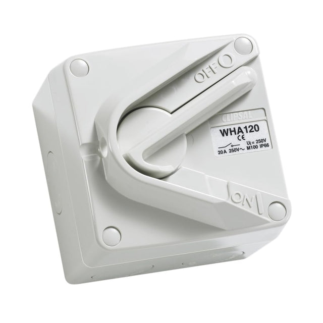 Clipsal WHA120RG Weathershield 1 gang hoseproof surface switch 20A 250V, grey