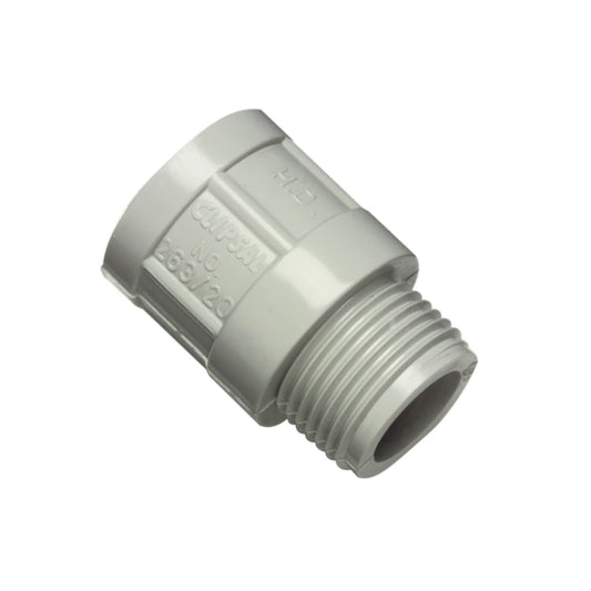 Clipsal 263/20 PVC Plain to Screwed Conduit Adaptor 20mm Grey