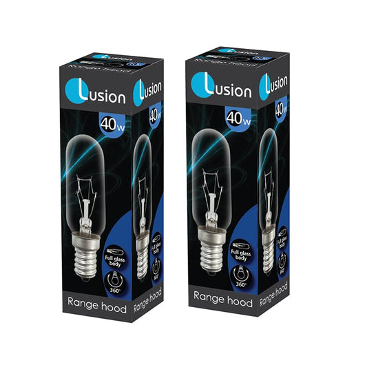 Lusion 45012 T25 Rangehood Globe 40W 240V E14 SES Clear Halogen - 2 Pack
