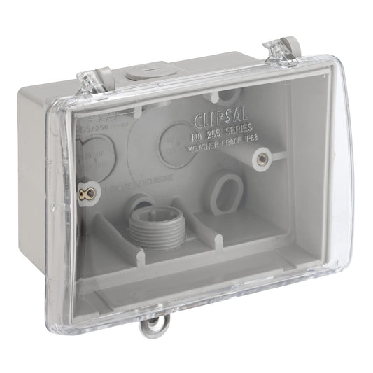 Clipsal 255GY Weather Protective Box Clear Lid with Locking Provision Grey