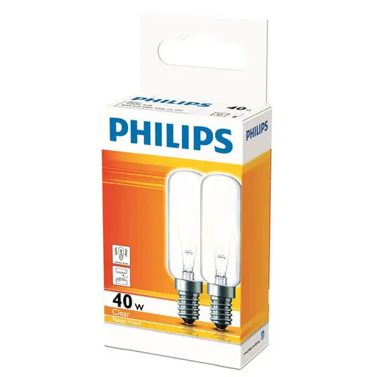 Philips PHLT25L40W240VSESC - 40W Rangehood/Fridge Globe, E14, Clear T25 (2 Pack)