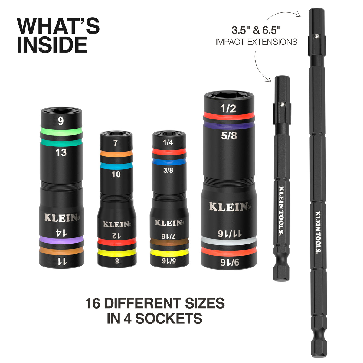 Klein 654QS colour-coded sizes