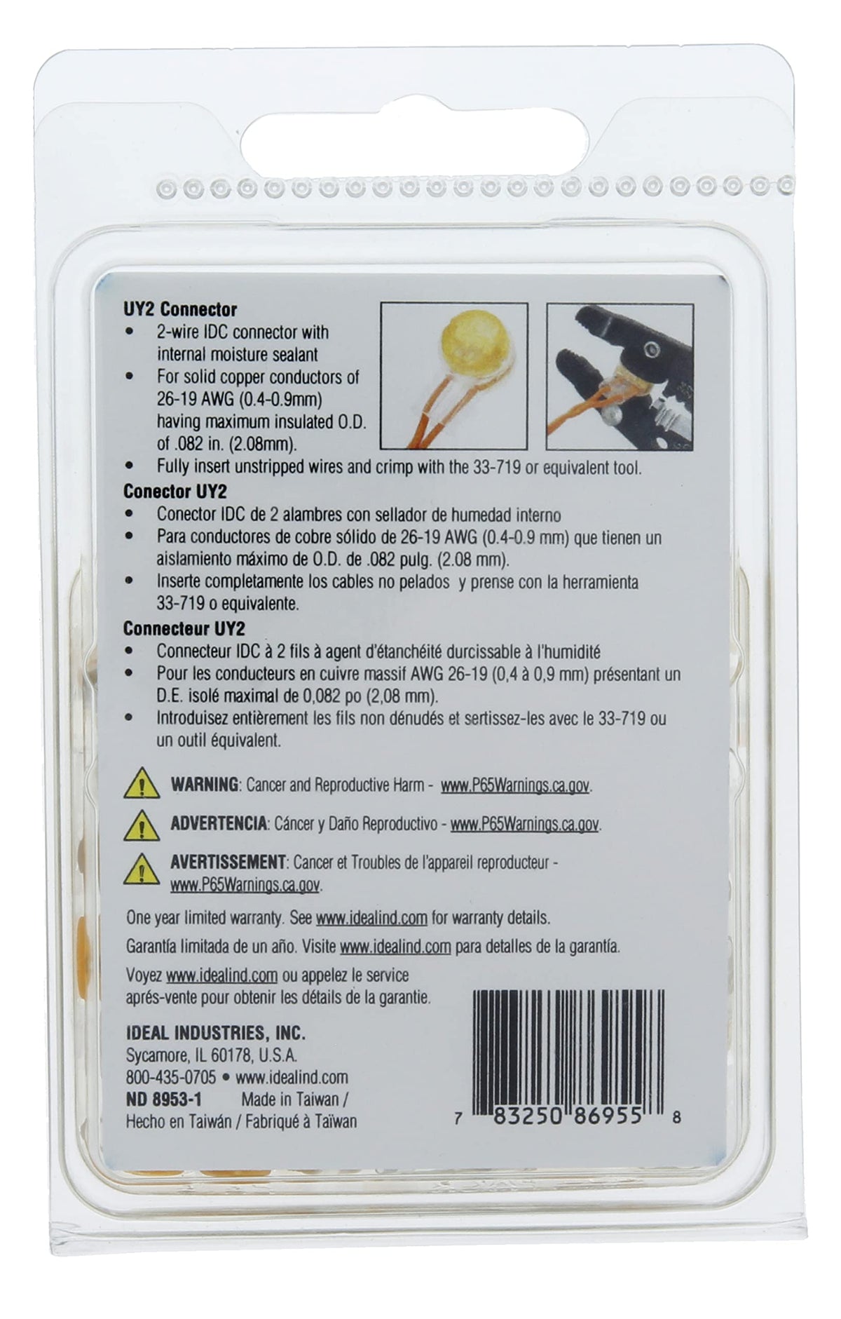 Ideal Industries 86-955 UY2 Jellybean Butt Splice Connector Gel Filled - 100 Pack