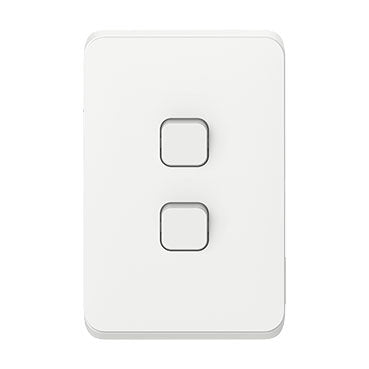 Clipsal 3042VA-VW Iconic 2 gang light switch 10AX 250V, vivid white