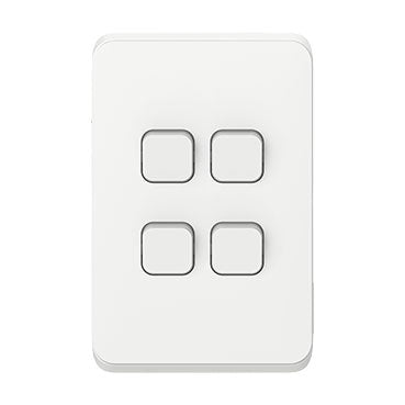 Clipsal 3044VA-VW Iconic 4 gang light switch 10AX 250V, vivid white
