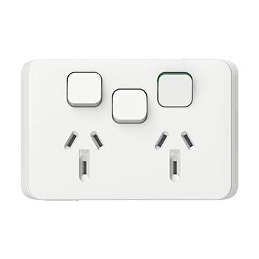 Clipsal 3025XA-VW Iconic double power point with extra switch 10A 250V, vivid white