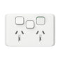 Clipsal 3025XA-VW Iconic double power point with extra switch 10A 250V, vivid white