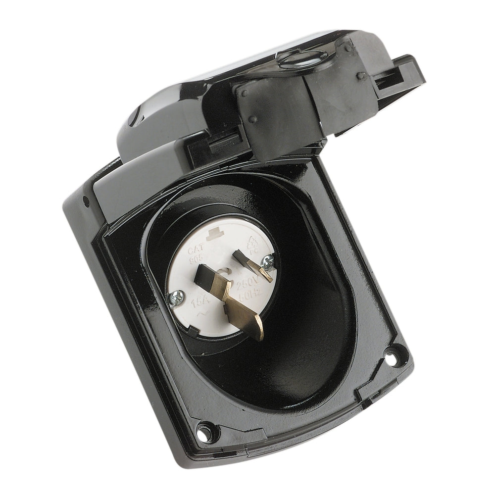 Clipsal - Black External 15Amp Power Inlet - 435VFS15-BK - Caravan/RV/Camper