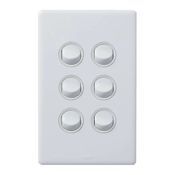 Legrand ED770/6WE Excel Life Dedicated Plate 6 Gang Light Switch 16A White