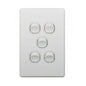 Trader FLSWV5G Flat Cat Vertical Switch 5 Gang 10AX 16A 250V Slimline White