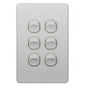 Trader FLSWV6G Flat Cat Vertical Switch 6 Gang 10AX 16A 250V Slimline White