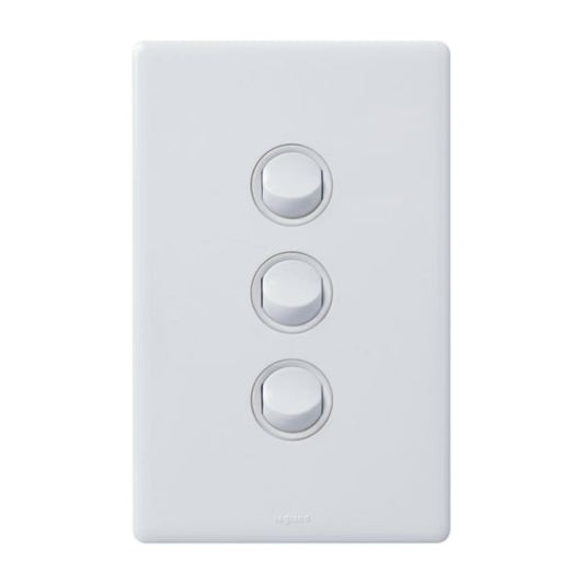 Legrand ED770/3WE Excel Life Dedicated Plate 3 Gang Light Switch 16A White