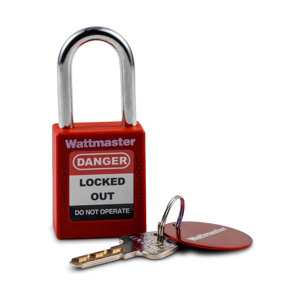 Red steel lockout padlock