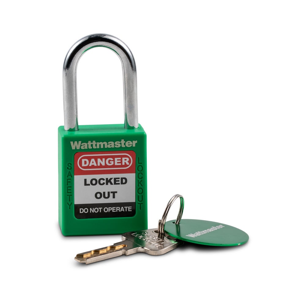 Green steel lockout padlock