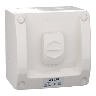 Clipsal WS226RG Weatherproof Single Surface Switch Resistant Grey
