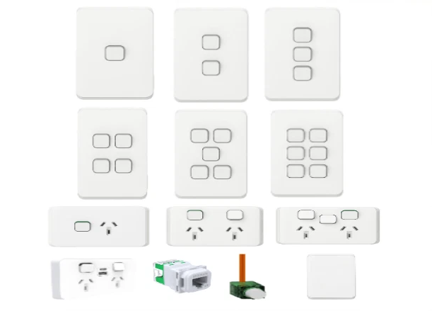 Clipsal Iconic Range - Light Switches + Power Points (GPO) + More - Vivid White