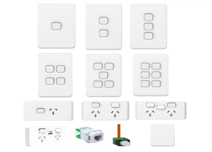 Clipsal Iconic Range - Light Switches + Power Points (GPO) + More - Vivid White