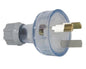 Clipsal 439SHD-TR 3 pin plug top, heavy duty, safety shield, transparent