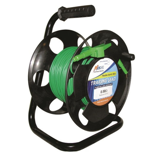 Nesco EWR-50FHD Flexible Earth Trailing Lead Cable 50m with Earth Spike, Alligator Clip & Banana Plug