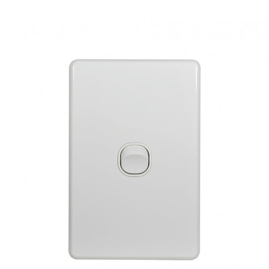 Trader FLSWV1G Flat Cat Vertical Switch 1 Gang 10AX 16A 250V Slimline White