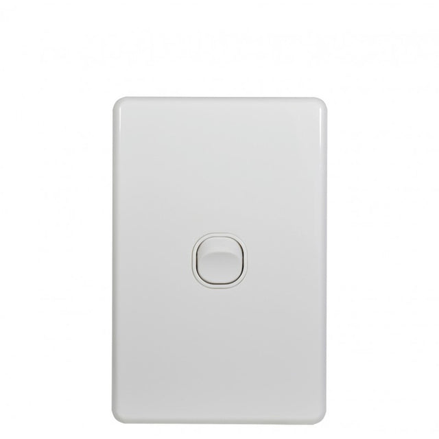 Trader FLSWV1G Flat Cat vertical switch 1 gang 10AX 16A 250V, slimline white