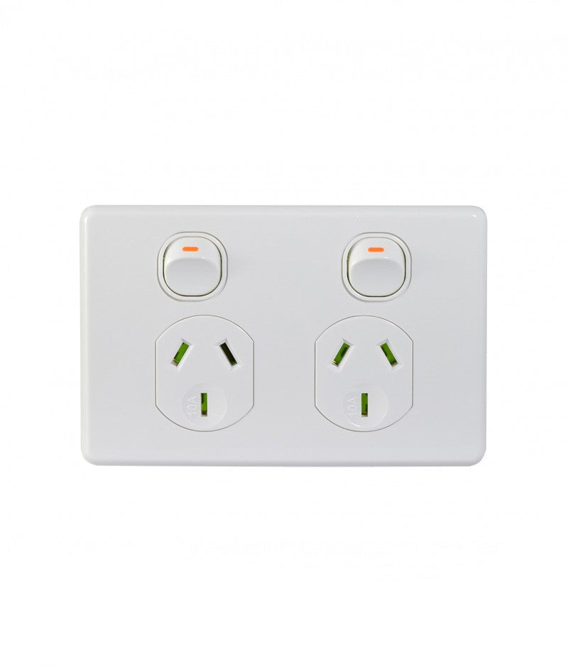 Trader PUPP2G Puma 2 Gang Horizontal Power Point 10A White