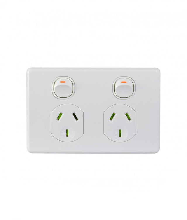 Trader PUPP2G Puma 2 gang horizontal power point 10A, white