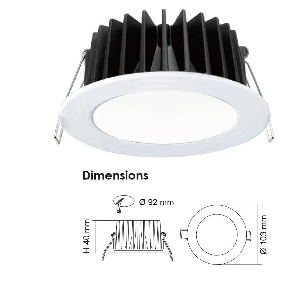 SAL Ecogem S9041TC WH - 10W LED Downlight Kit - Tri-Colour - Dimmable - 92mm Cut Out - White