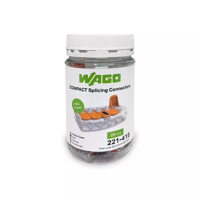 Wago 221-415 4mm 5-way compact splicing connectors, jar of 25