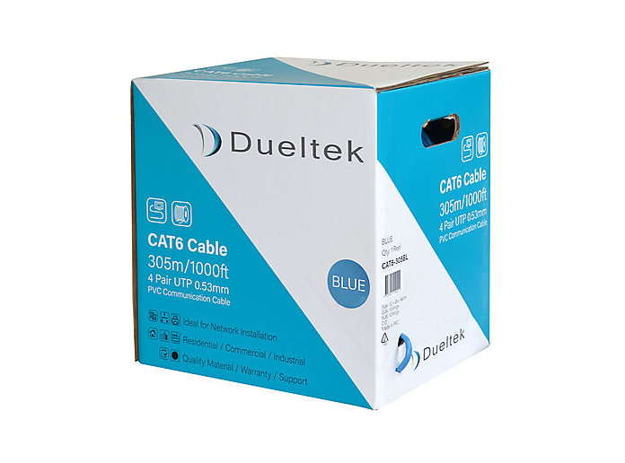 Dueltek CAT6 Data Cable Blue 305m Box - 23AWG UTP - CAT6-305BL