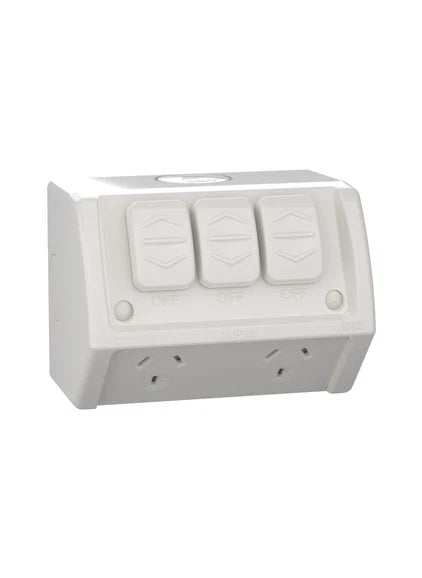 Clipsal Weather Protected Power Point Outlet Sockets + Switches  - Grey