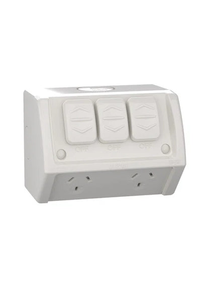 Clipsal Weather Protected Power Point Outlet Sockets + Switches  - Grey