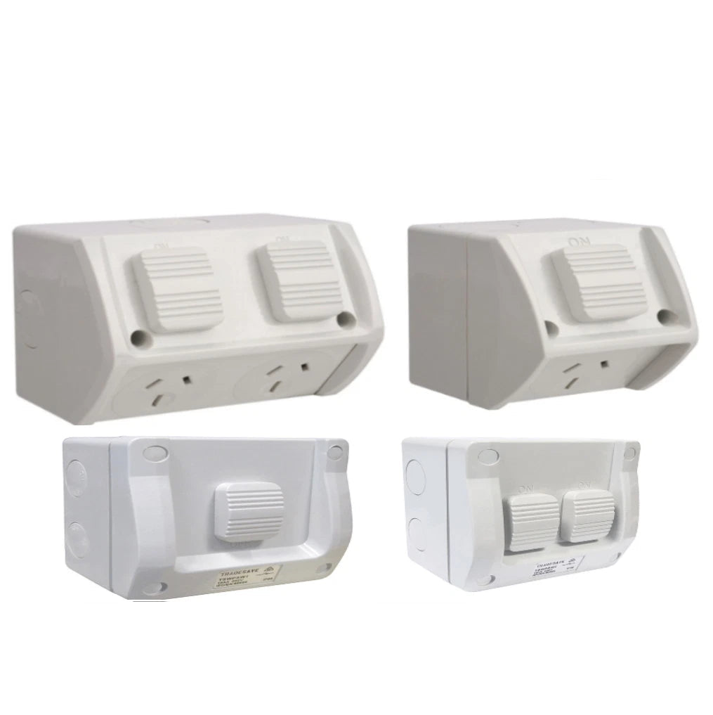 Weatherproof outdoor power point outlet socket and switches, external GPO