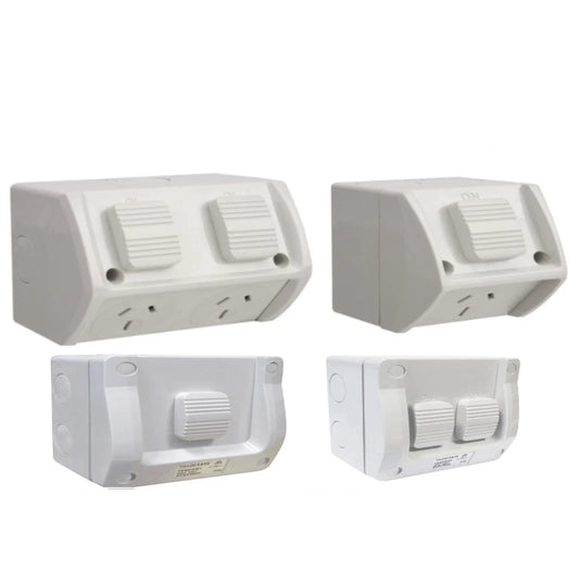 Weatherproof Power Point Outlet Socket Waterproof Outdoor External GPO + SWITCHES