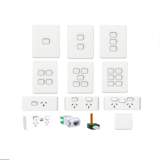 Clipsal Iconic Range - Light Switches + Power Points (GPO) + More - Vivid White