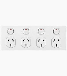 Clipsal C2015D4-WE Classic C2000 quad 4 gang powerpoint GPO white